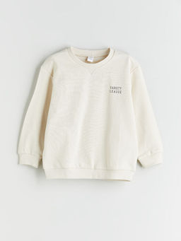 Bisiklet Yaka Bask?l? Erkek ?ocuk Sweatshirt