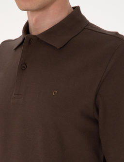 Koyu Kahverengi Slim Fit K_vr_lmaz Polo Yaka Basic Pike Sweatshirt - Pierre cardin фото 6