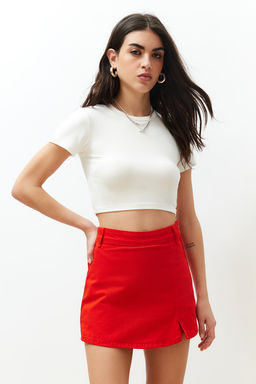 K?rm?z? Y?rtmacl? Denim Sort Etek TWOSS23SR00091