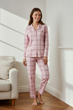 Trendyolmilla Bej %100 Pamuklu Ekoseli Orme Pijama Tak?m? THMAW20PT0266  фото 40
