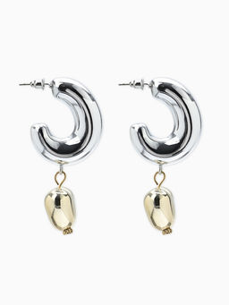 Серьги "Новый стиль", сердечки, цвет серебристо-золотистый d3см