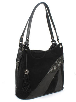 Сумка женская иск/кожа+нат/замша GT-MAQ 63116 MAQ-1/F 001-1/М-1/F 001-1, 1отд+карм/пер, черный SALE 257810