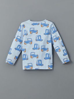 Bisiklet Yaka Bask?l? Erkek Bebek Pijama ?st