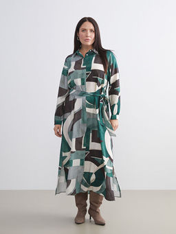 Ku?akl? Desenli G?mlek Elbise