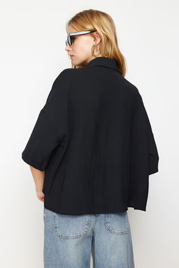 TRENDYOLMILLA Beyaz Oversize Genis Kal?p Fakir Kol Dokuma Gomlek TWOSS20GO0381 фото 21