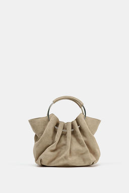 RIGID HANDLE SPLIT SUEDE BUCKET BAG - Zara фото 4