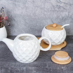 Чайник заварочный 300 мл и сахарница 250 мл с ложкой / CF127 /уп 36/ на подставке - Галеонтрейд фото 6