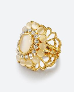 Celesta. Кольцо с кошачим глазом и кристаллами