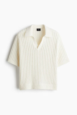 Polo en punto acanalado Loose Fit