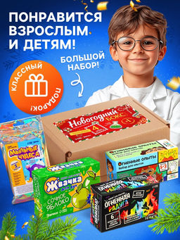 Набор для опытов Новогодний бокс, 4 набора для опытов, 1 сюрприз
