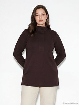 Dik Yaka Soft Touch Kad?n Sweatshirt Tunik