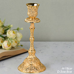 Подсвечник 18 см золото резное / 301G /уп 48/