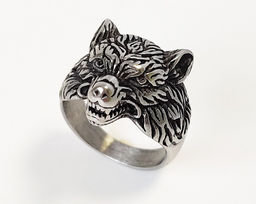 Мужское кольцо из стали Медведь