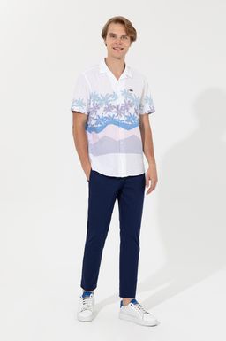 U. S. Polo Assn Мужская синяя рубашка с коротким рукавом - U.s. polo assn фото 4