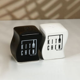 Набор керамический для специй на металлической подставке Kitchen, 2 шт, цвет белый-чёрный