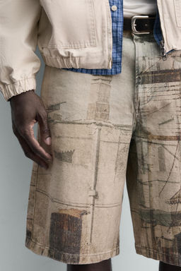 BERMUDA BAGGY FIT ESTAMPADO ABSTRACTO / Multicolor - Zara фото 5
