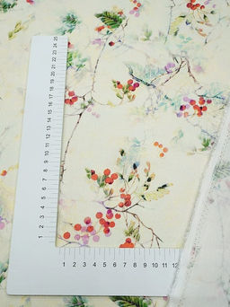 Вискозный атлас (Digital) Рябиновая веточка, ш.1.5м, вискоза-100%, 115гр/м.кв - Купава фото 9