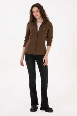 Kad_n Kahverengi Fermuarl_ Dik Yaka Polar Sweatshirt - U.s. polo assn фото 4