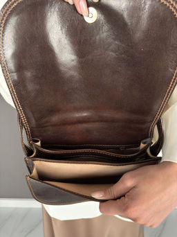 Сумка женская Sefaro Exotic из телячьей кожи гладкая матовая коричневая средняя  фото 11