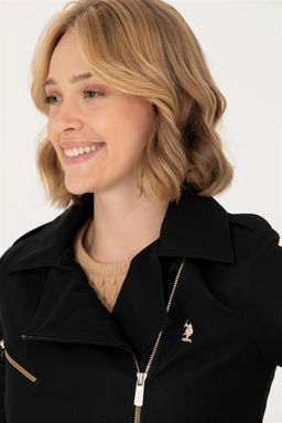 Женская черная кожаная куртка - U.s. polo assn фото 2