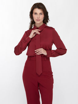 Блузка с галстуком OD-881-6 бордовый - Tantino фото 10