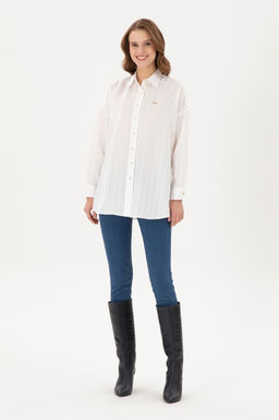 Женская белая рубашка с длинным рукавом Дополнительная скидка 11% в корзине - U.s. polo assn фото 4
