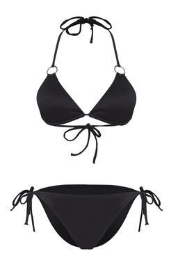 Siyah Ucgen Aksesuarl? Dokulu Regular Bikini Tak?m? TBESS25BT00037