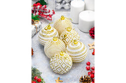 Набор 6 новогодних шаров 8*8 см Золотой винтаж шампань с эффектом старины - Elan gallery фото 12