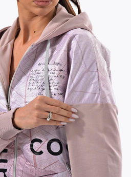 Толстовка из футера комбинированного с принтованной плащевой тканью - А+б коллекция фото 103