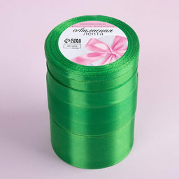 Атласная лента, набор 5 шт., 6/10/20/40/50 мм, 23±1 м, зелёная №19