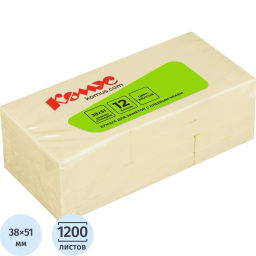 Стикеры КОМУС с клеев.краем 38х51 желтый 12 блоков  фото 2
