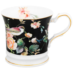 Кружка 170 мл 10,5*8*7,5 см "Певчие птички на черном" NEW BONE CHINA