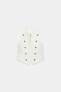 TOP BOTONES CREMALLERA / Blanco roto - Zara фото 4