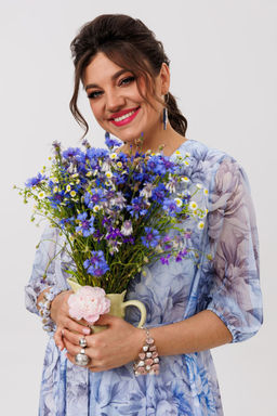 Платье ANELLI 1605 аквамариновый пион  фото 3