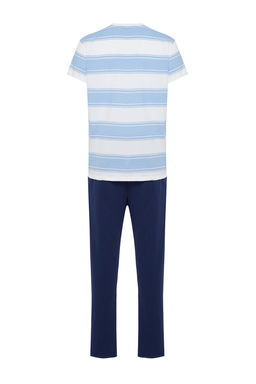 TRENDYOL MAN Sar? Regular Fit Cizgili Orme Pijama Tak?m? TMNSS24PT00041 - Trendyolmilla фото 8