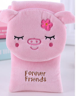 Сумочка плюшевая "Sleeping pig", pink (17*10 см)