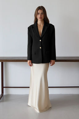 Siyah Normal/Regular Kal?p Dokuma Blazer Ceket TWOAW26BC00040