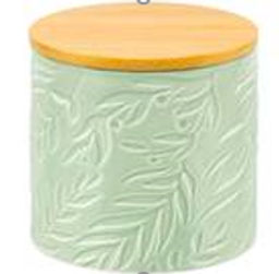 Банка д/хранения 430 мл 10*10*11 см с бамбук. крышк. с сил. упл., светло-зеленая