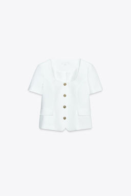 SQUARE NECK SHORT SLEEVE BLAZER - Zara фото 4