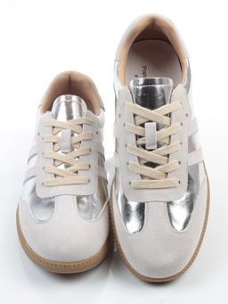 03-270-6C GREY/SILVER Кеды женские (натуральная кожа)