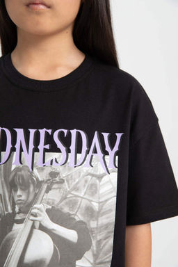 Футболка с короткими рукавами для девочек Wednesday Relax Fit - Defacto фото 5