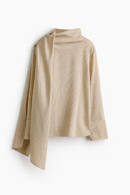 Blusa en mezcla de lino con cuello fular
