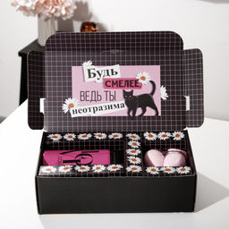 Подарочный набор Не бойся быть ярче, маска для сна, термостакан, спонж 2 шт, открытка - Svoboda voli фото 11