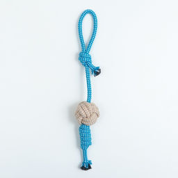 Игрушка канатная плетеная с ручкой, до 40 см, 90 г, синяя/жёлтая/белая - Пижон фото 2
