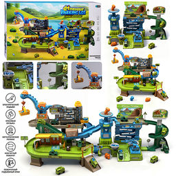 Трек  "Дино парк" (свет, звук, 4 машины металл) в коробке