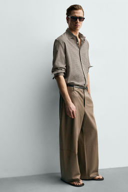 PANTAL?N BALLOON FIT PIEL / Beige - Zara фото 16