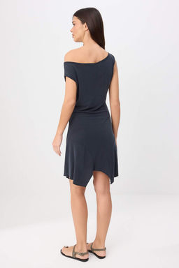Antrasit D_z Bodycon Asimetrik Yaka Asimetrik Etekli Mini Modal Premium _rme Elbise TWOSS26EL00737 - Trendyolmilla фото 4