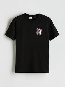 Bisiklet Yaka Be?ikta? Bask?l? Erkek ?ocuk Ti??rt