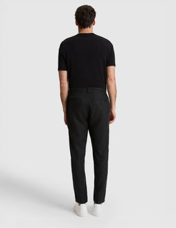 Siyah Carrot Fit %100 Keten Kanvas Pantolon
