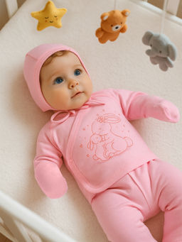 Комплект ясельный розовый зайки